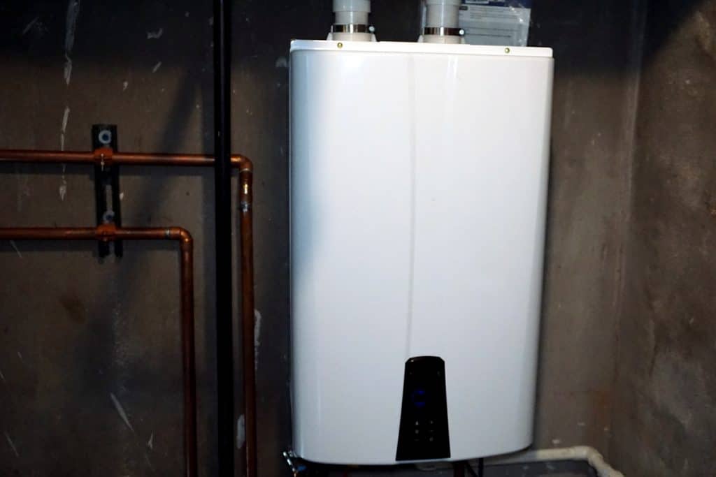 hot water heater installed in a basement